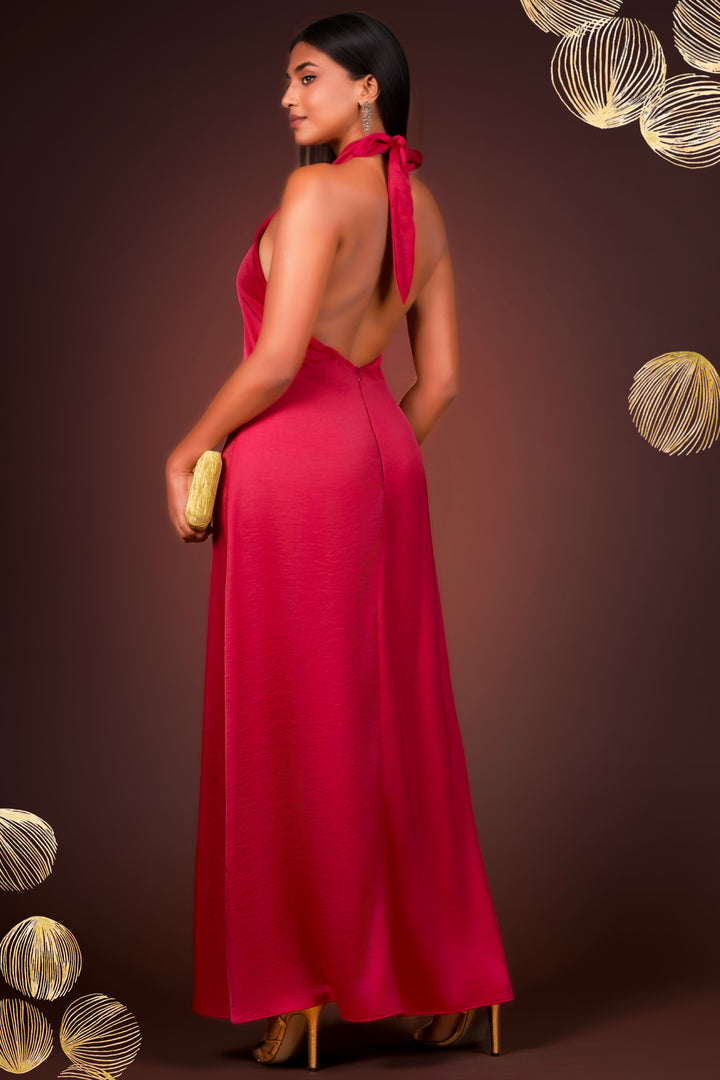 Pink Halter Maxi Dress
