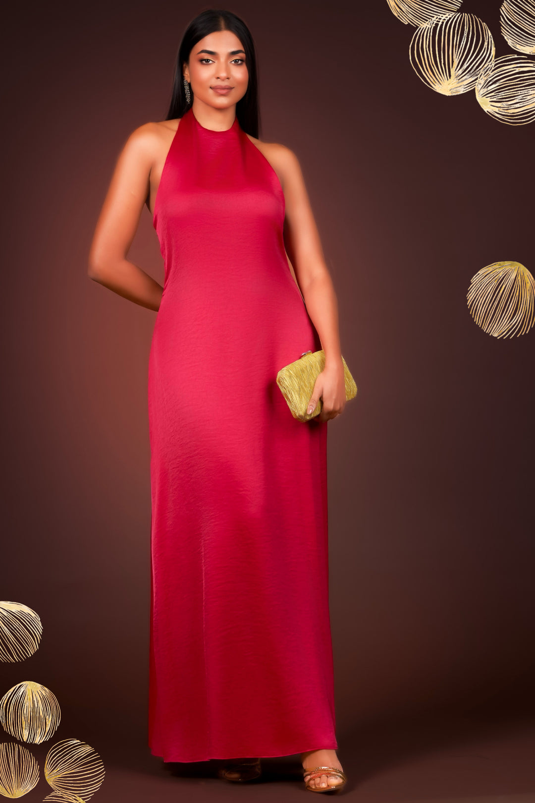 Pink Halter Maxi Dress