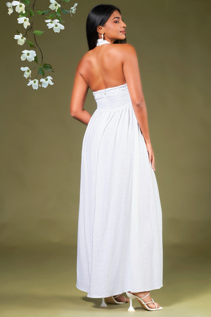 Fit & Flare Linen Maxi Dress