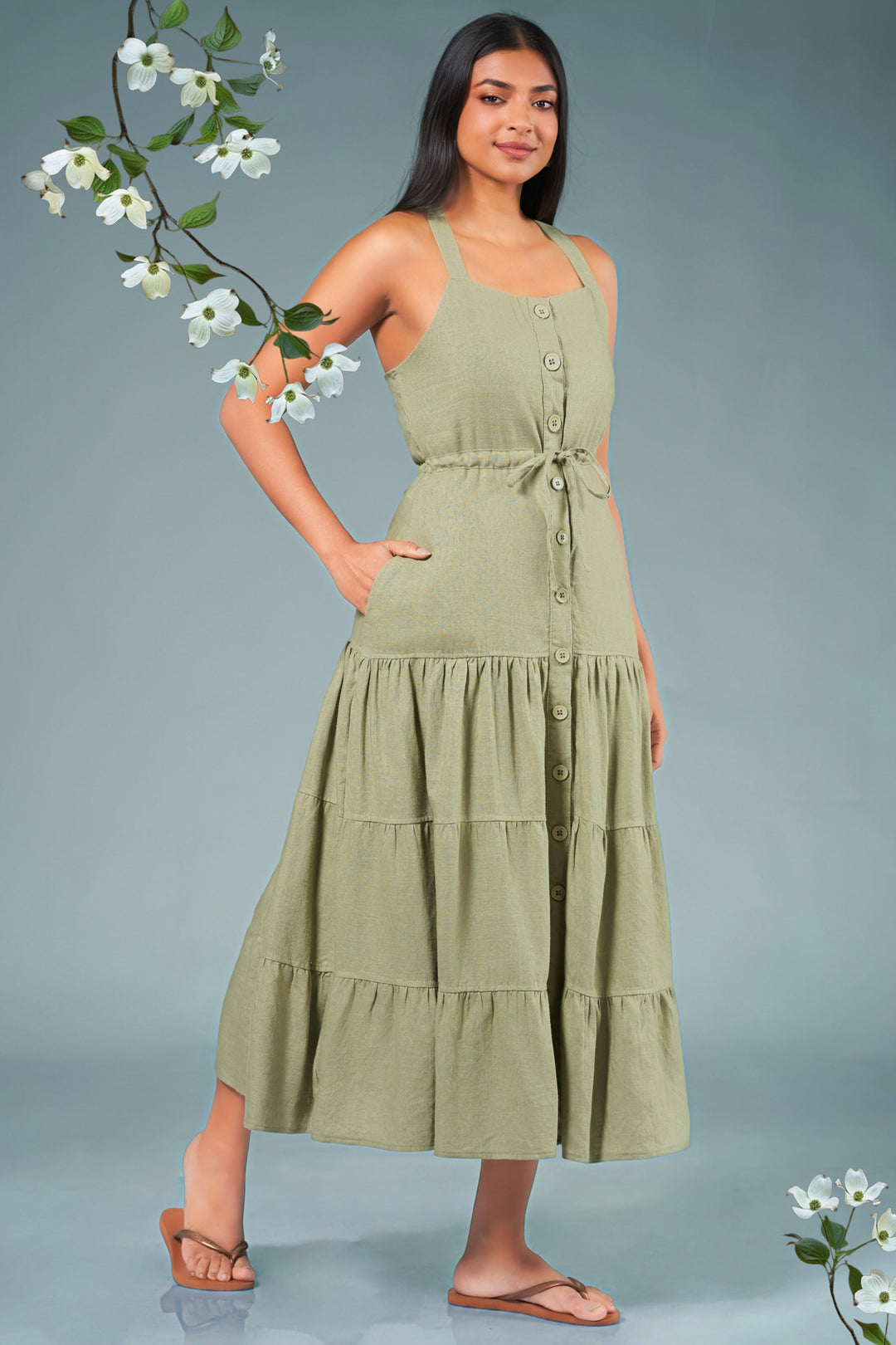 Green Fit And Flare Dress