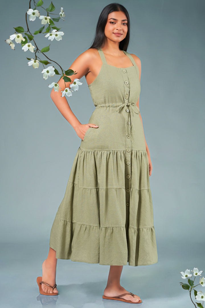 Green Fit And Flare Dress