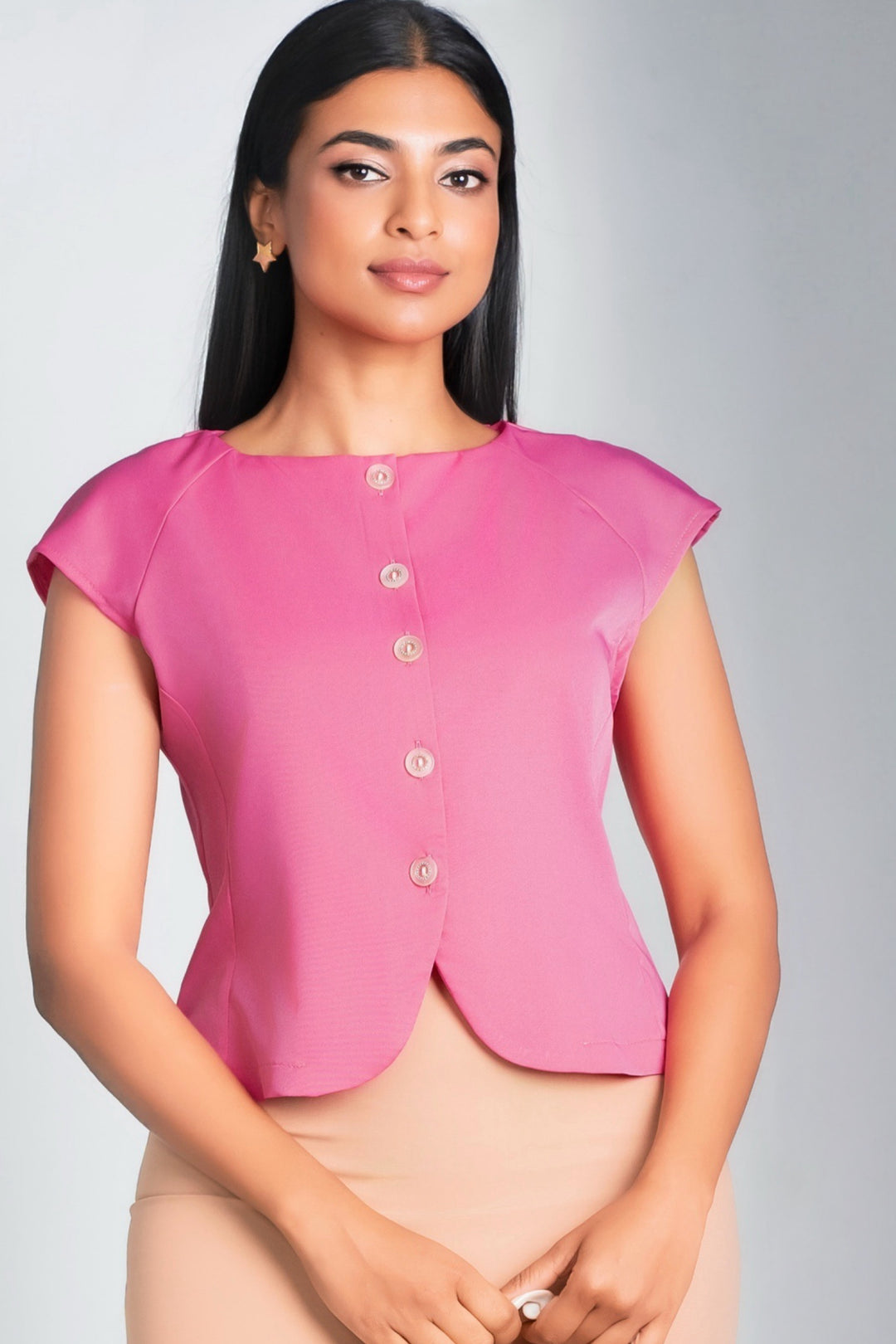 Button Up Cap Sleeve Top