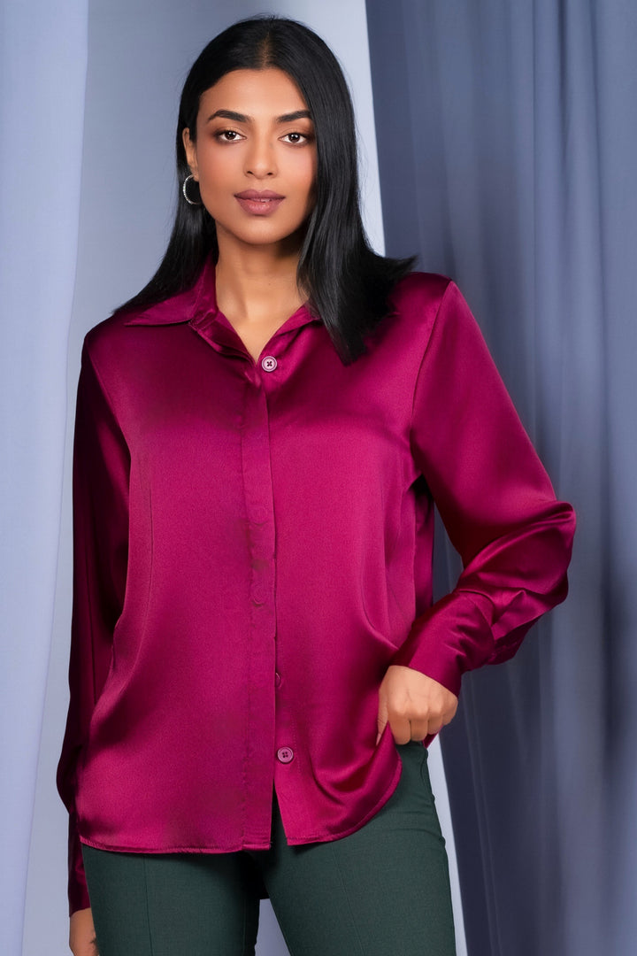 Magenta Satin Shirt