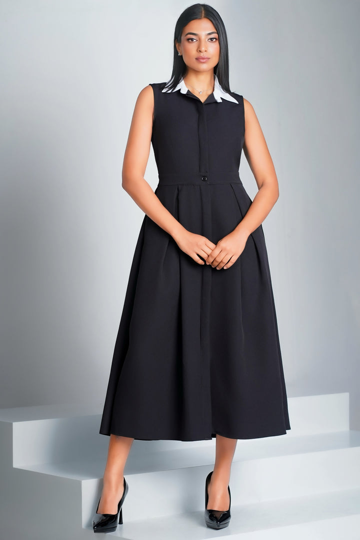 Midi Pleated Shirt Dress