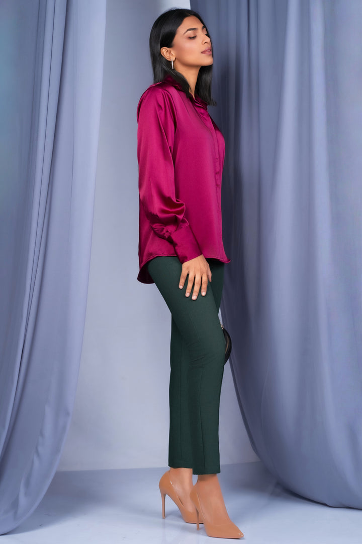 Magenta Satin Shirt
