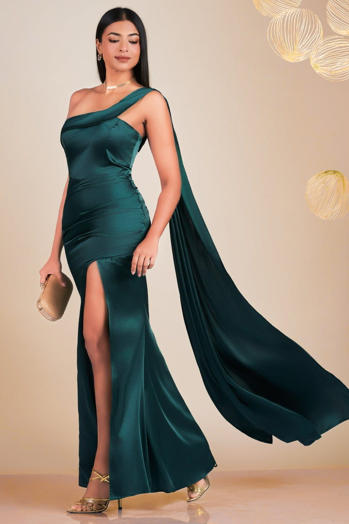 Green High Slit Maxi Dress