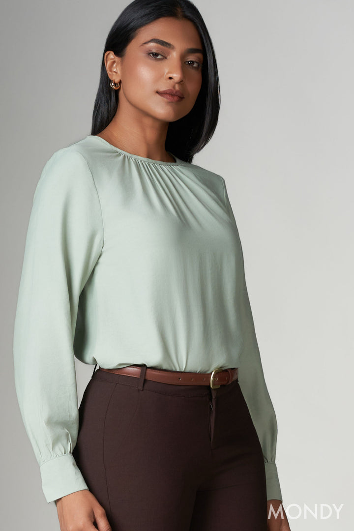 Green Round Neck Top