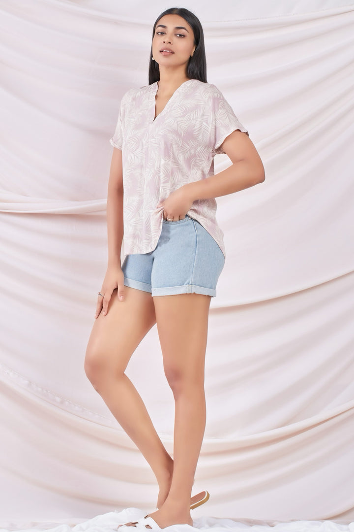 Pink Printed Relaxed Shirt