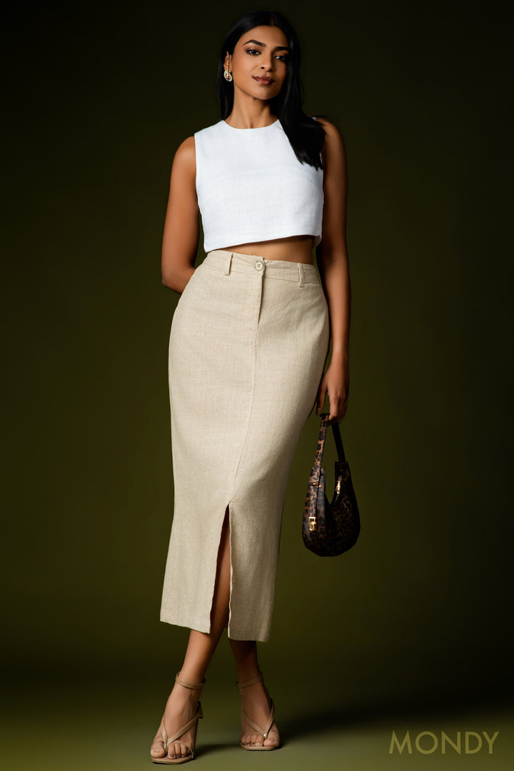 Front Slit Midi Skirt