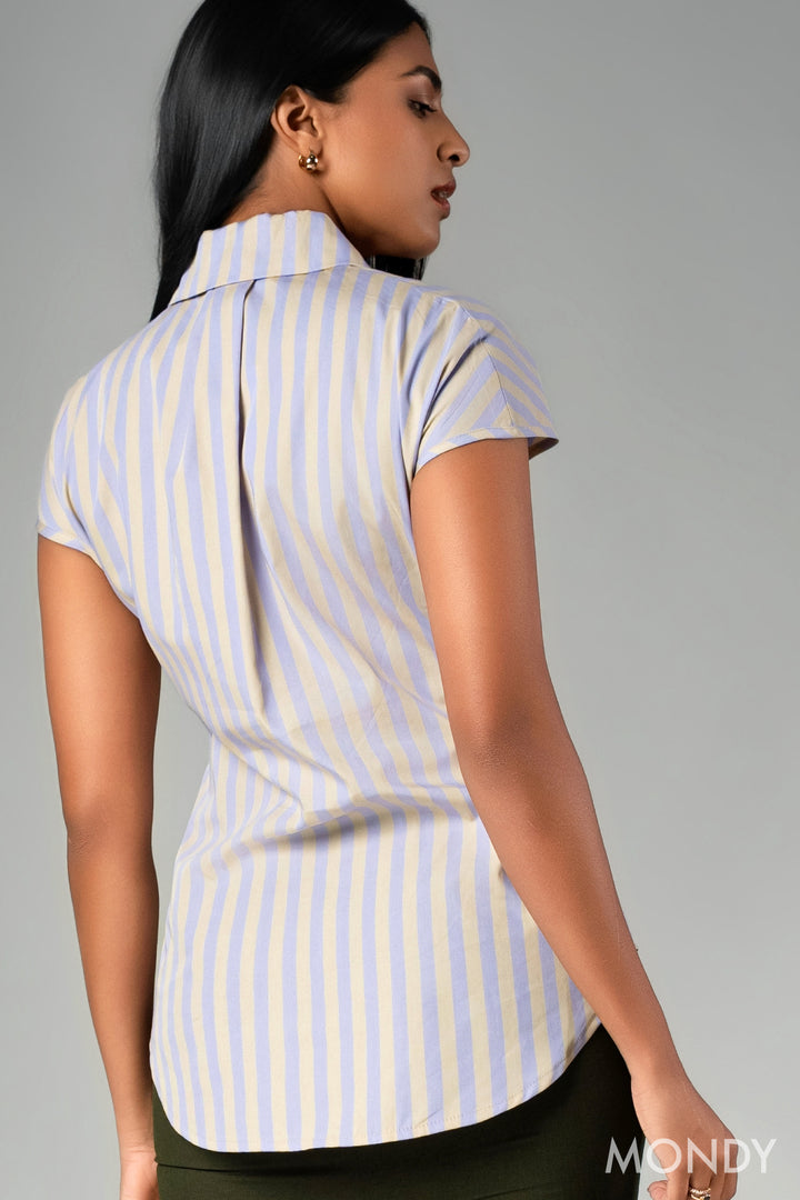 Stripe Cap Sleeve Shirt