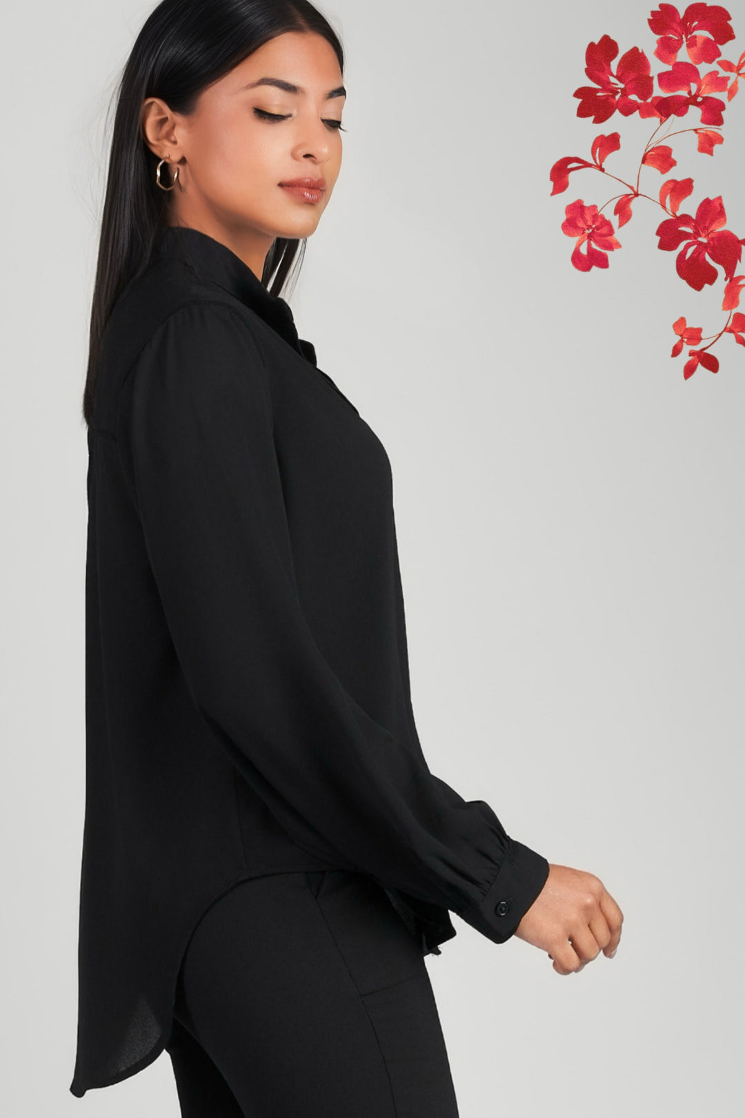 Long Sleeve Chiffon Top