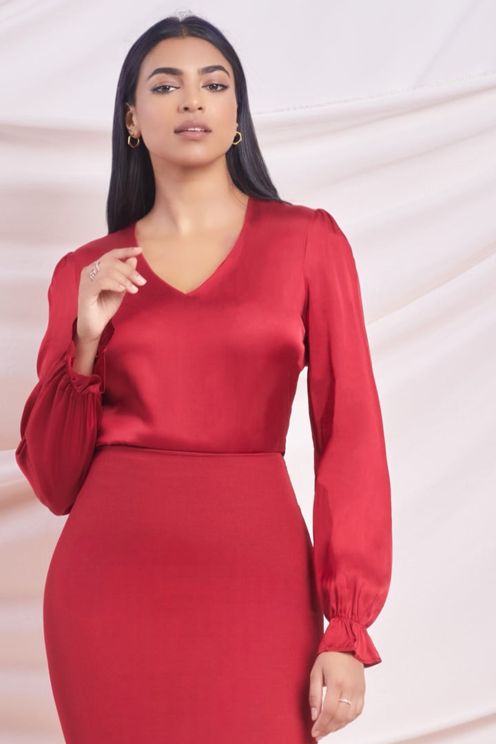 Red Long Sleeve Top