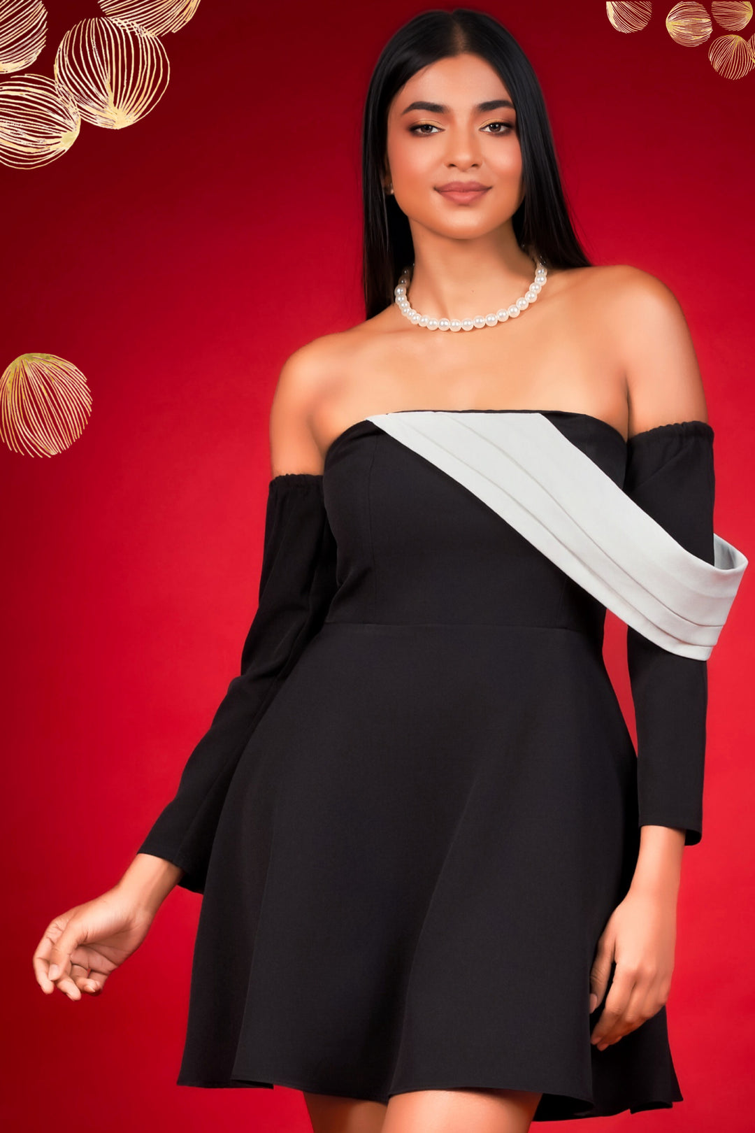 White Detail Mini Dress