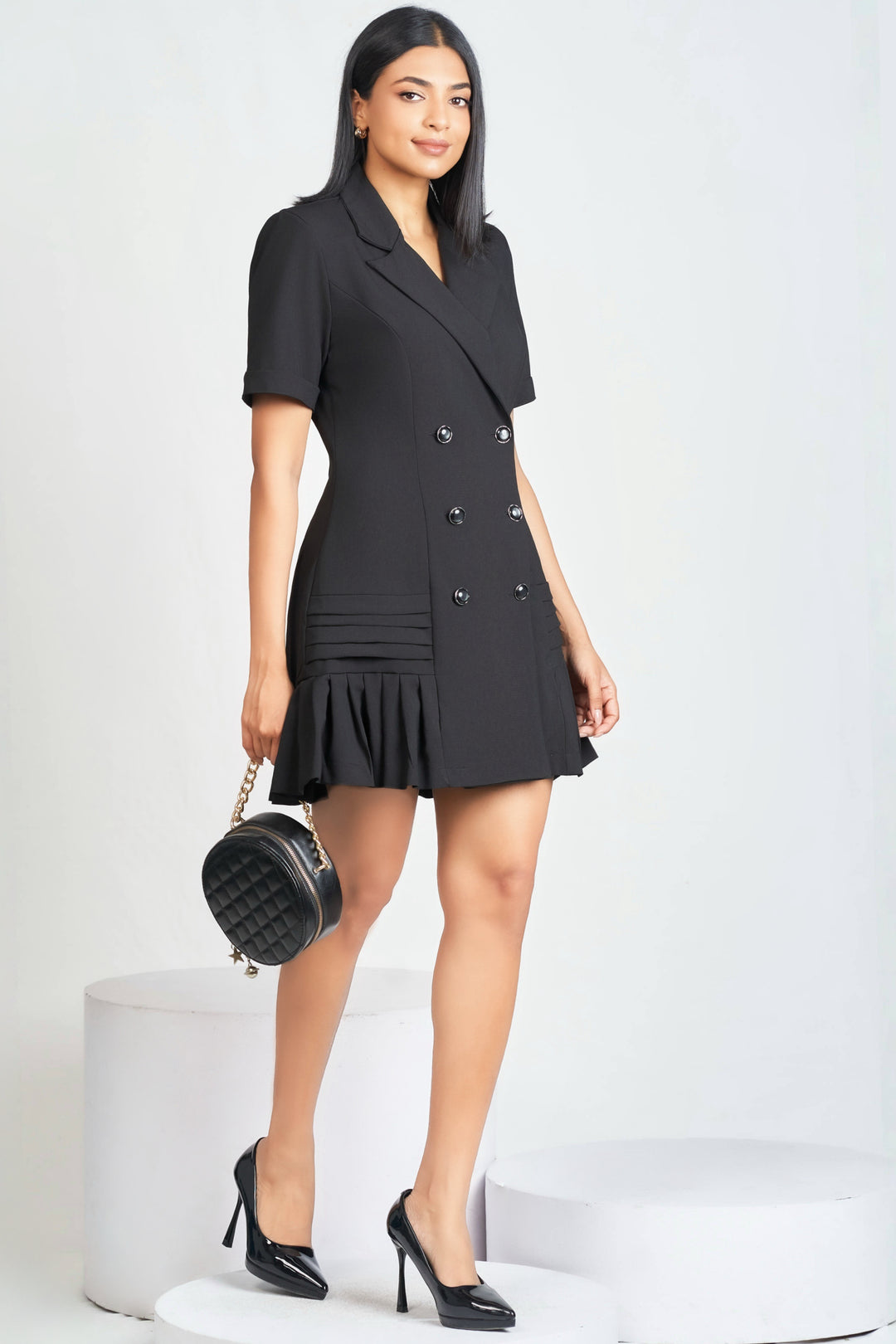 Pleated Blazer Dress