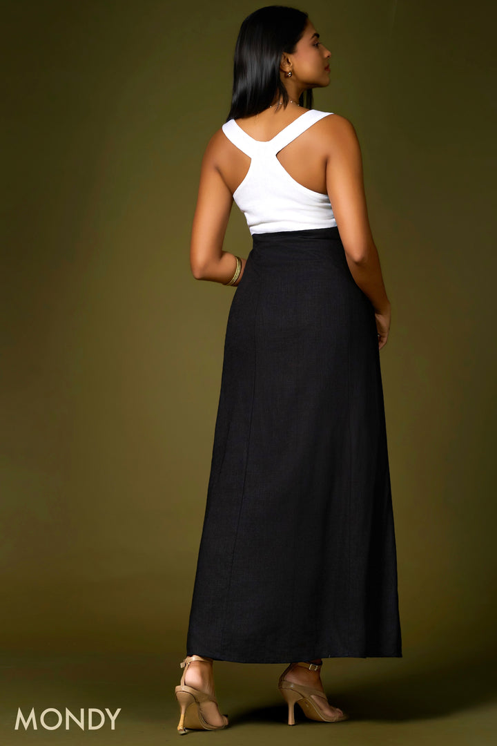 Contrast Button Up Maxi Dress
