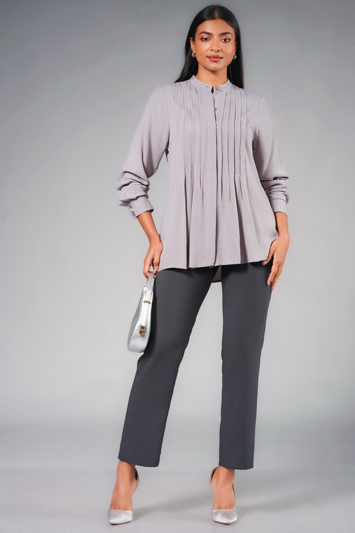 Pintuck Long Sleeve Top