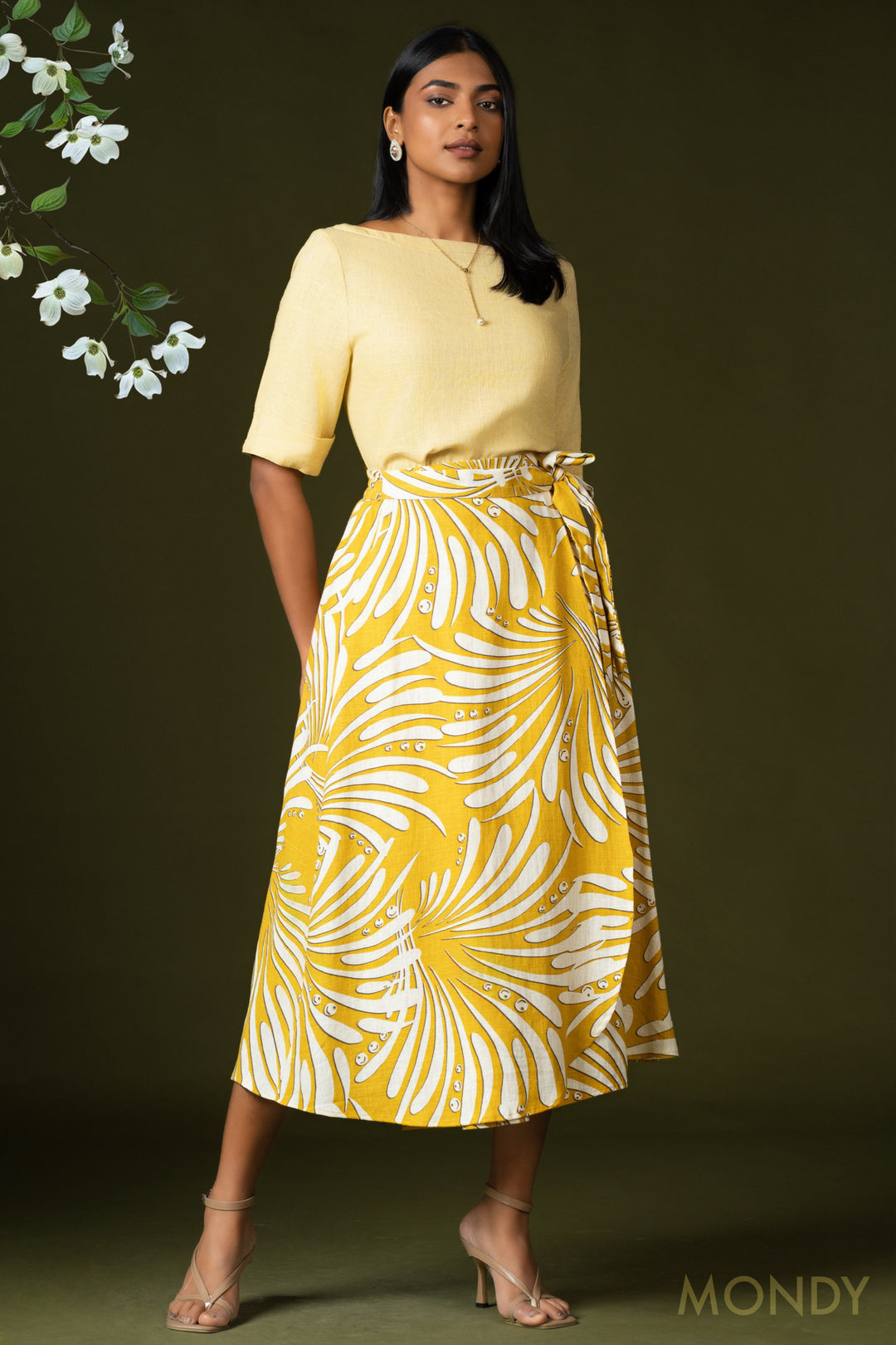 Wrap Style Midi Skirt