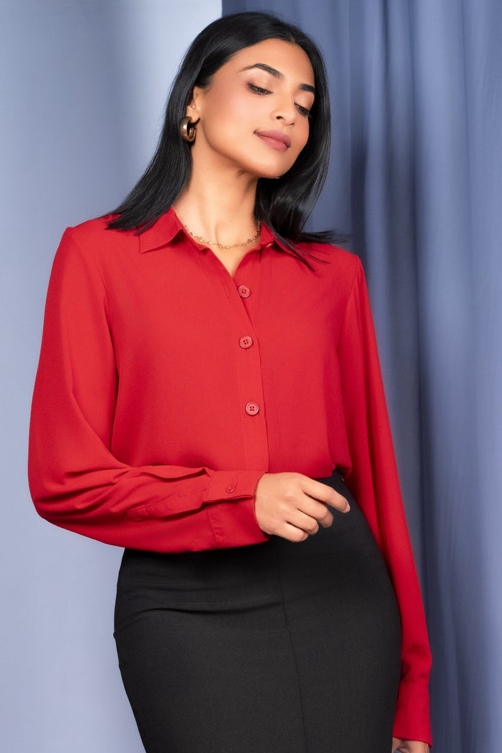 Red Chiffon Shirt