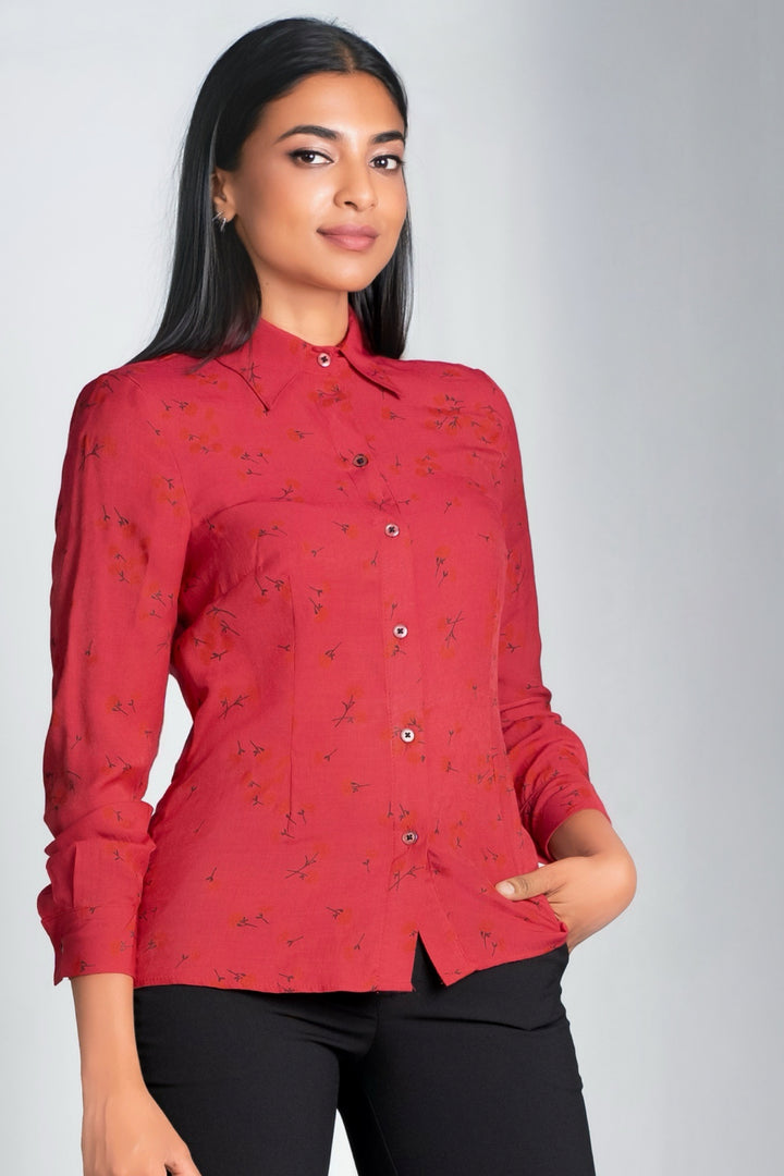 Red Printed Cotton Shirt