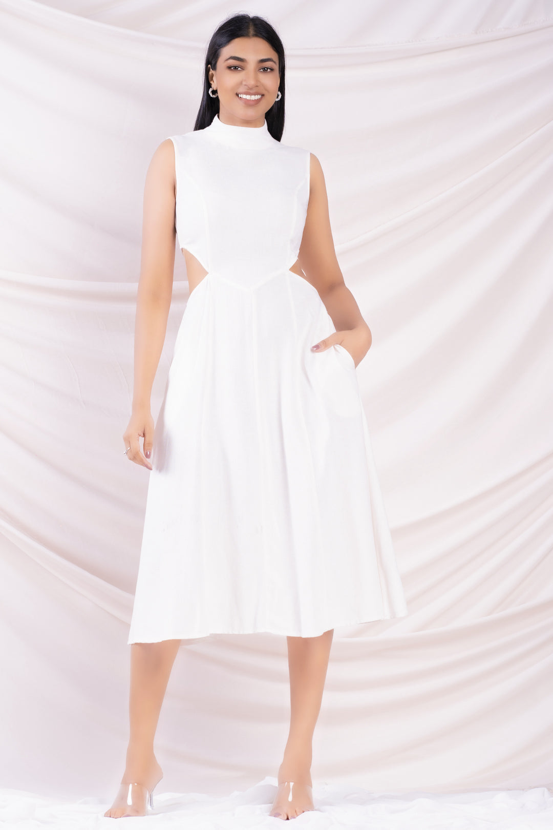 White Cut-Out Detail Dress
