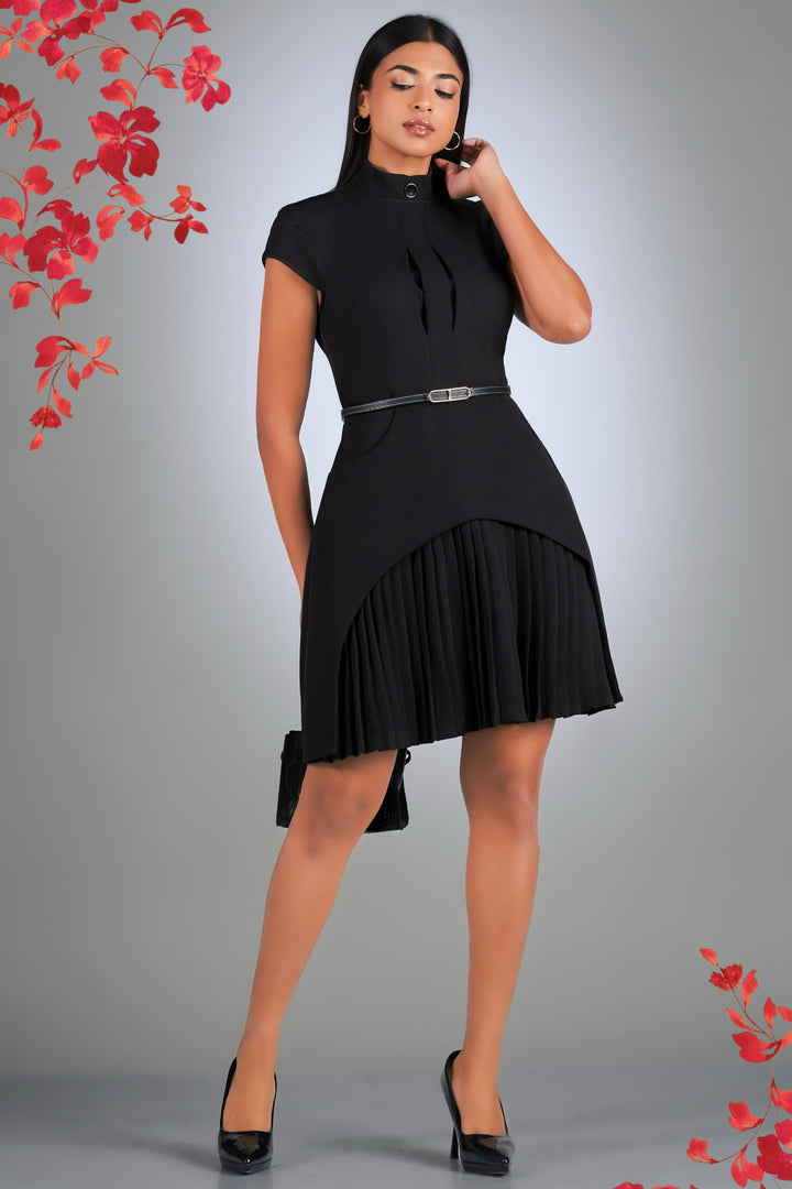 Pleat Detail Mini Dress