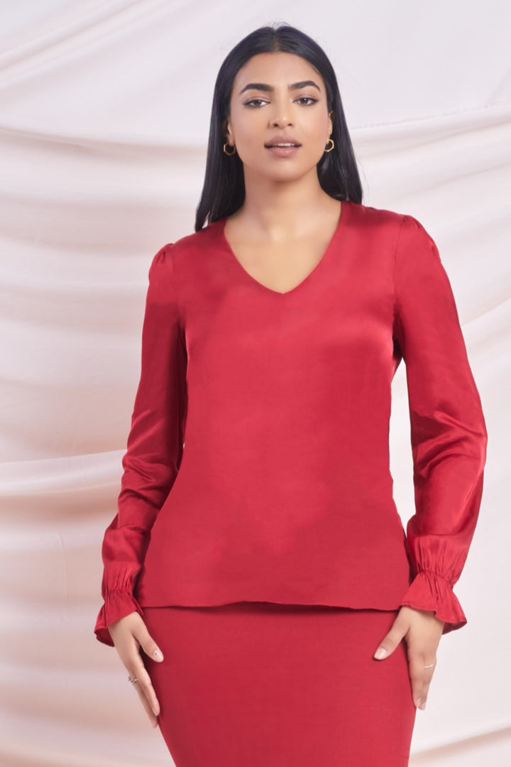 Red Long Sleeve Top