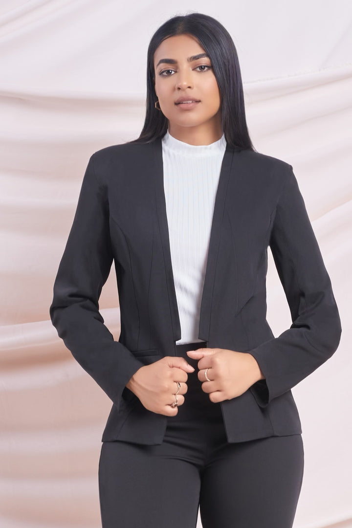 Black Open Blazer