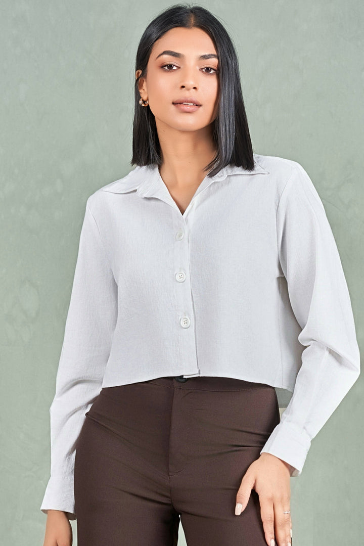 White Cropped Shirt