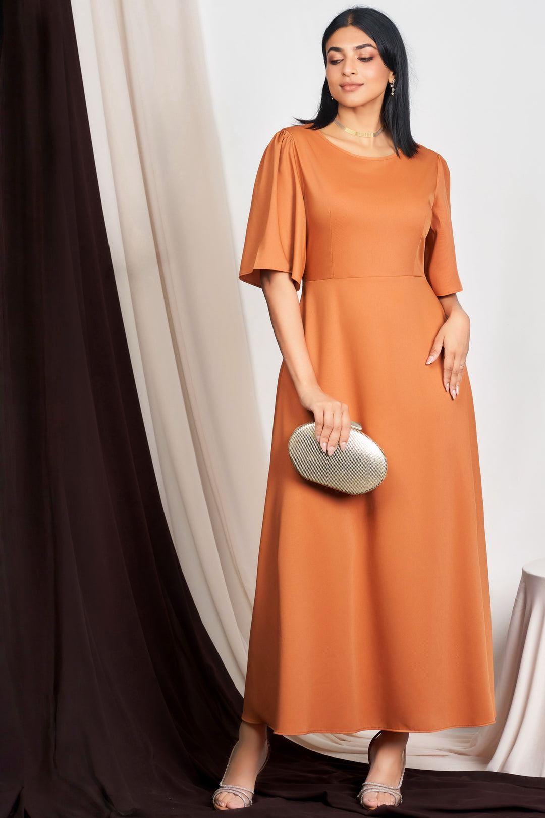 Puff Sleeve Aline Maxi Dress