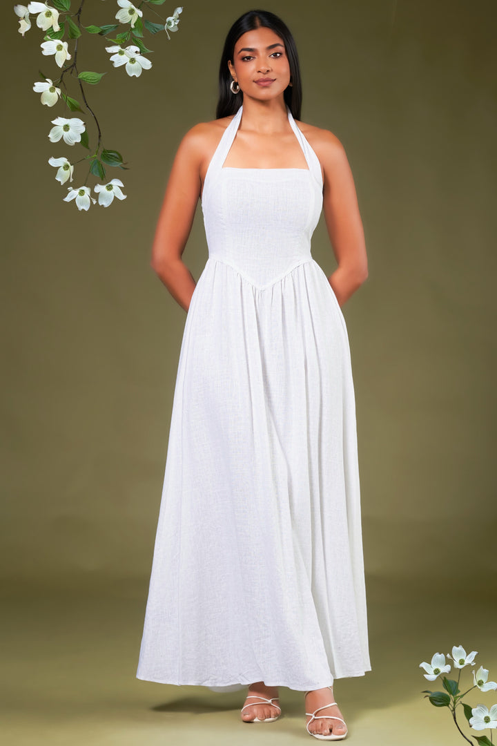 Fit & Flare Linen Maxi Dress