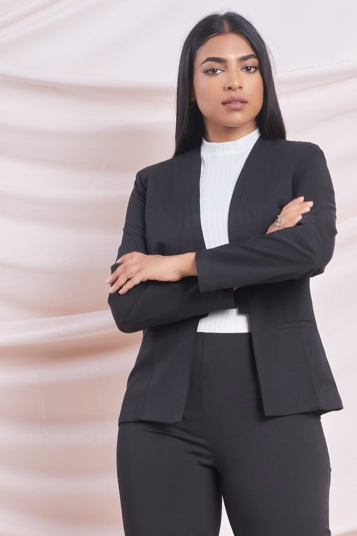 Black Open Blazer