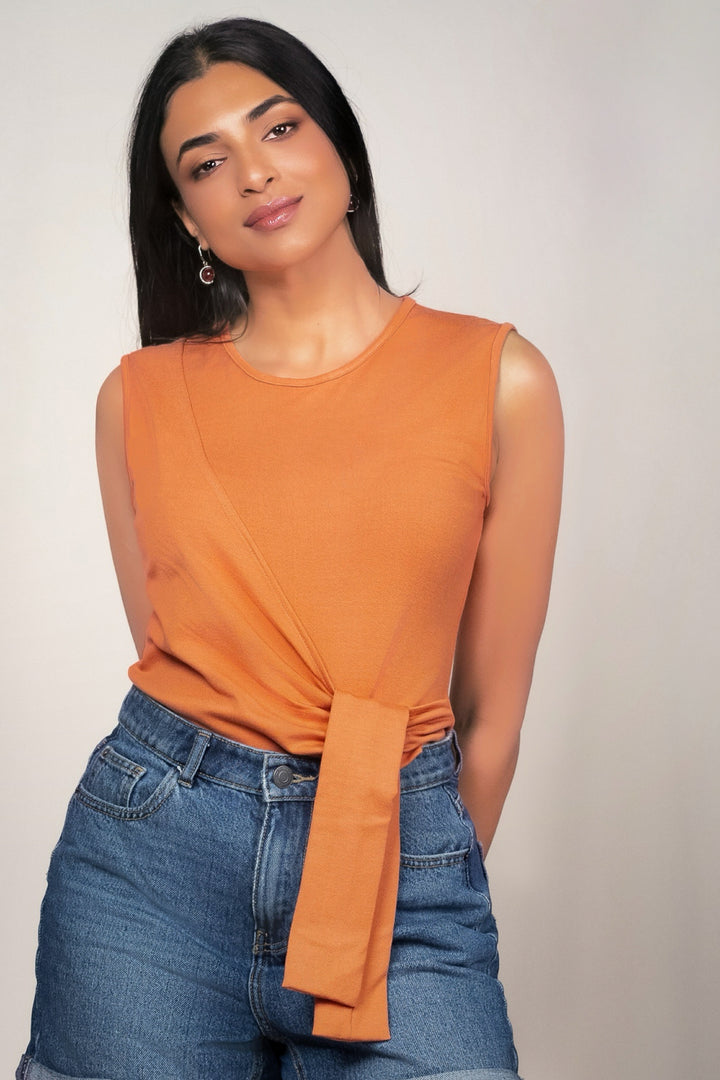 Sleeveless Mock Tie T-Shirt
