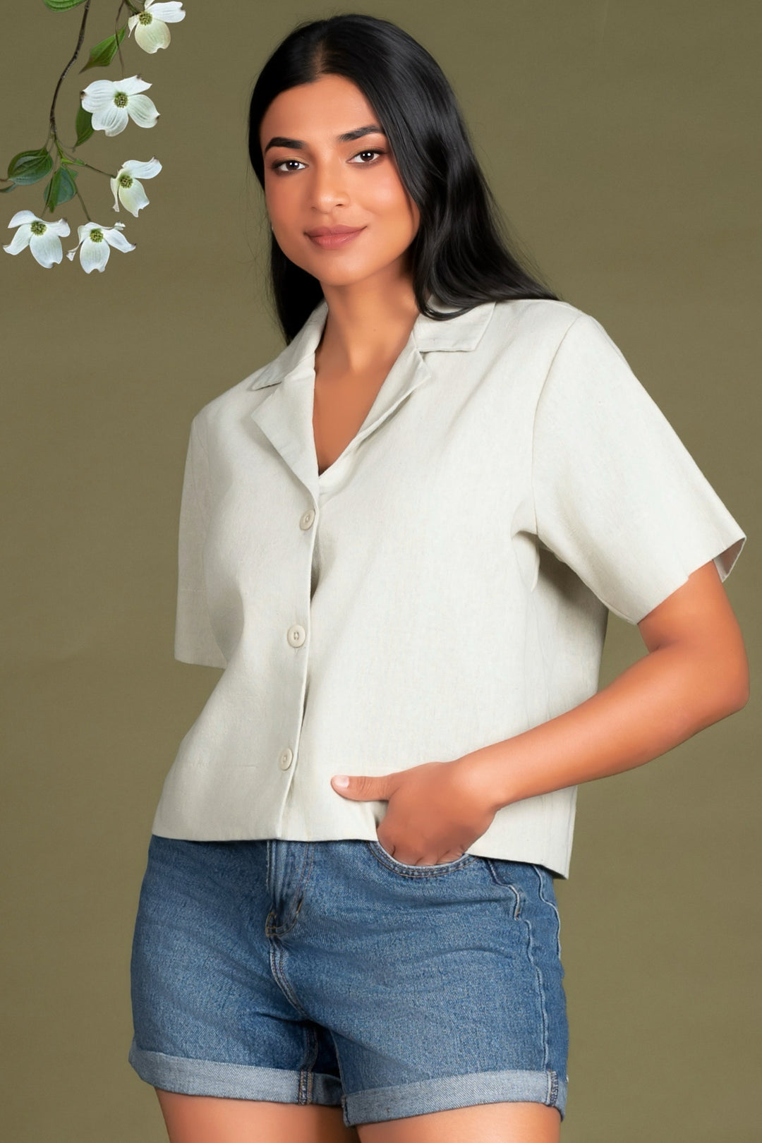 Cropped Linen Shirt