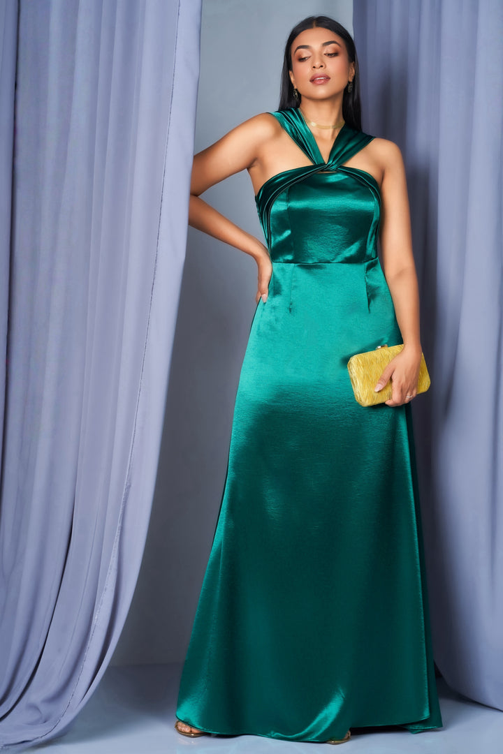 Green Off Shoulder Maxi Dress