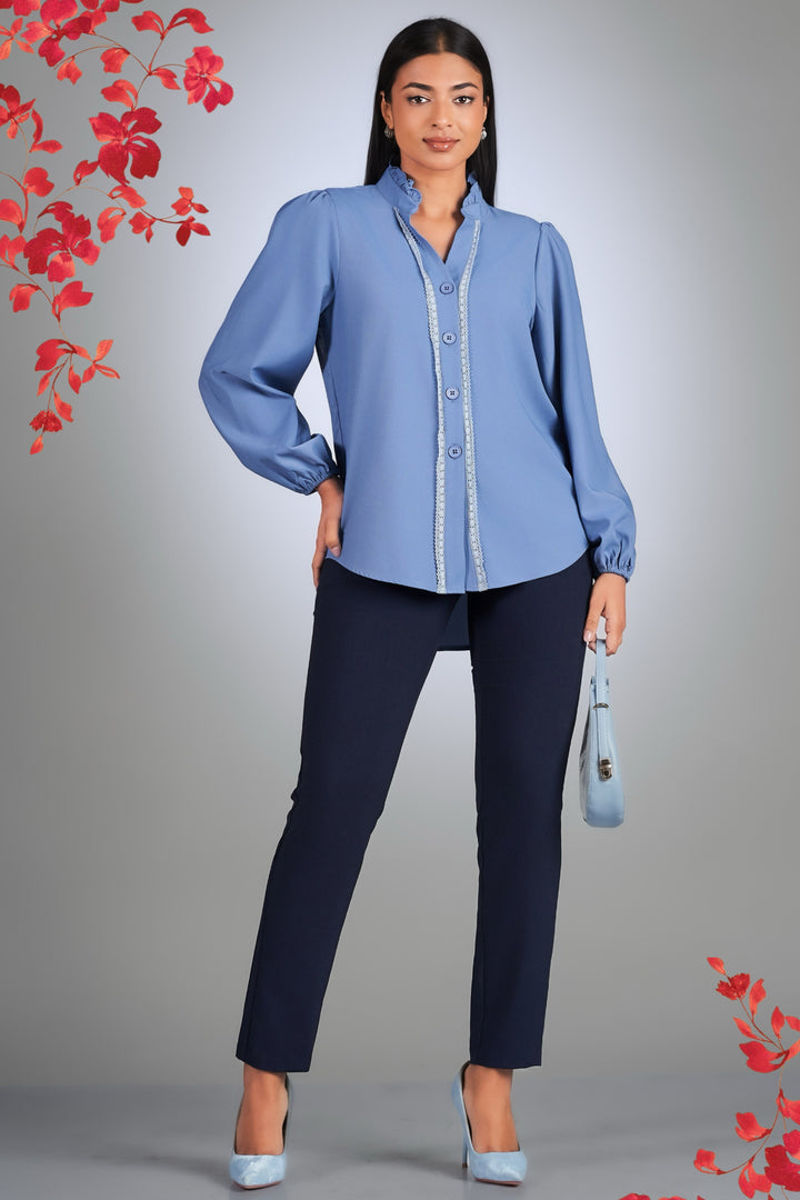 Button Up Puff Sleeve Top