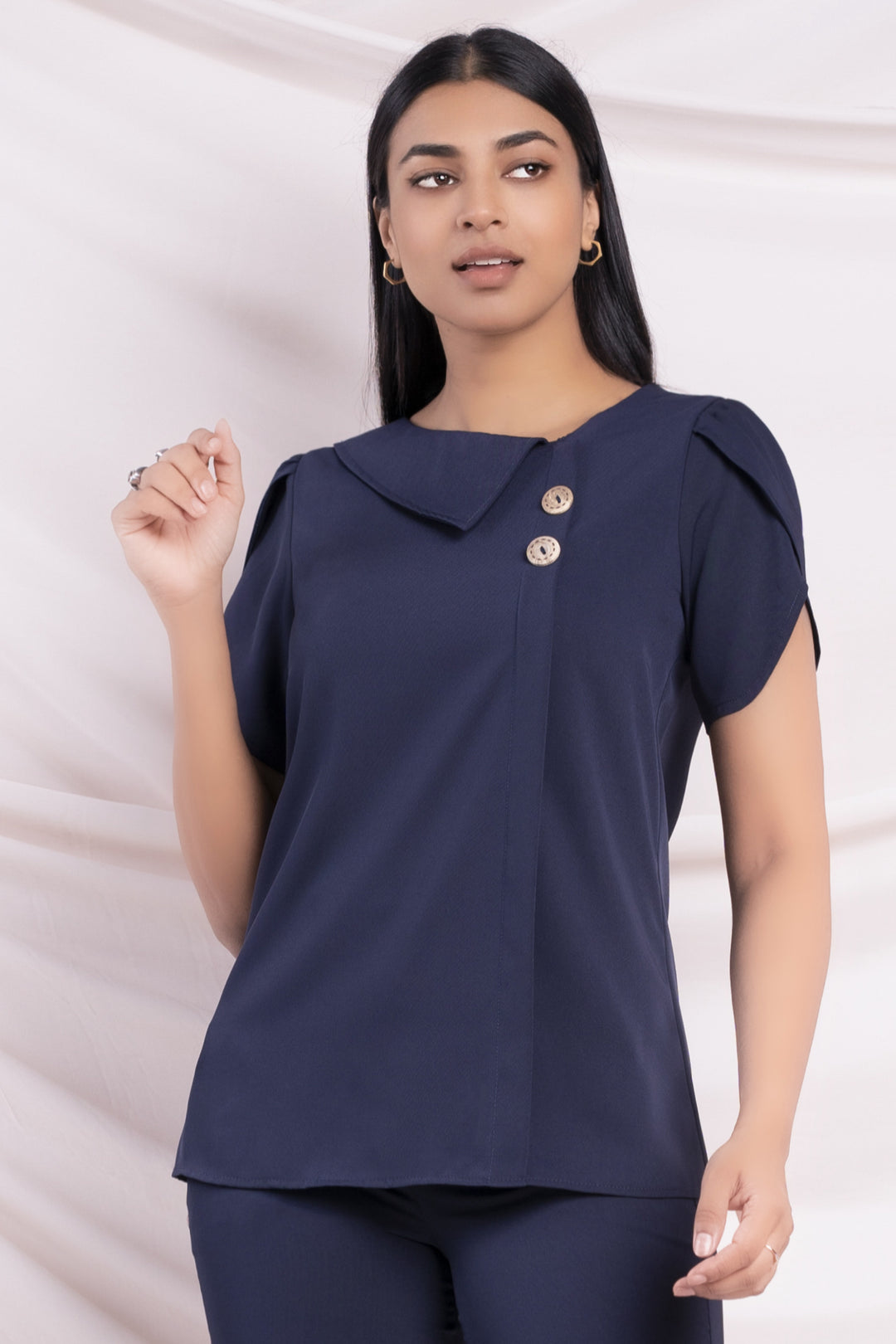 Asymmetric Button Detail Top