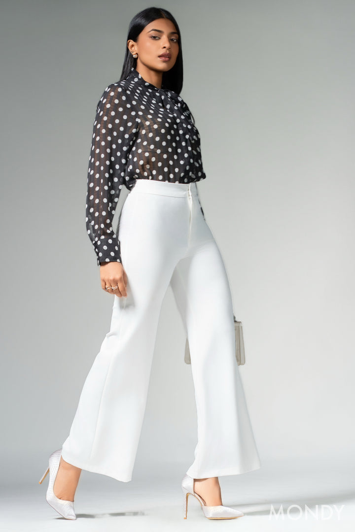 Polka Dot Tie Detail Top