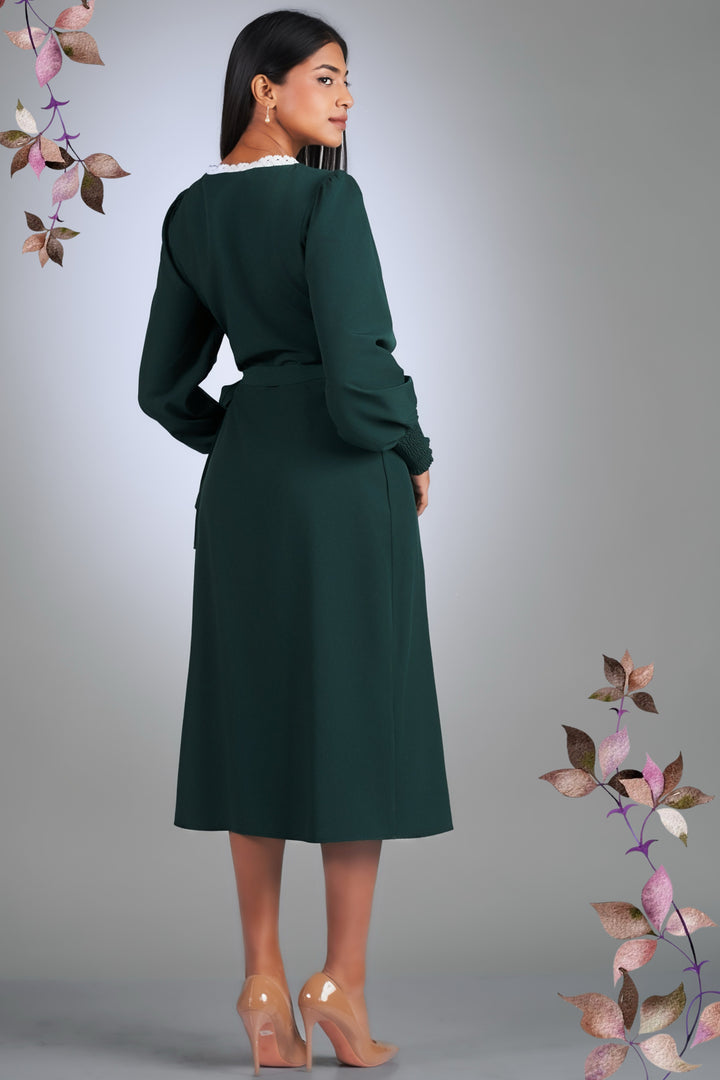 Wrap Style Midi Dress