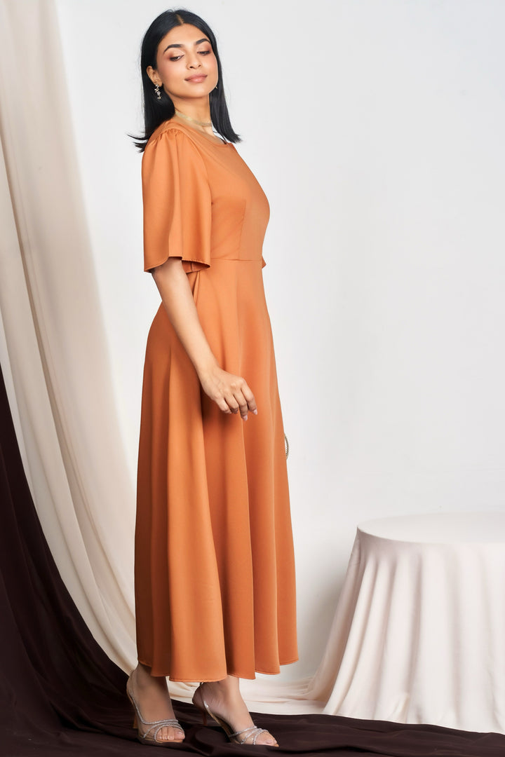 Puff Sleeve Aline Maxi Dress