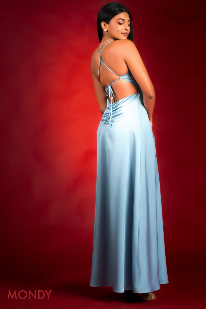 Blue Crisscross Maxi Dress