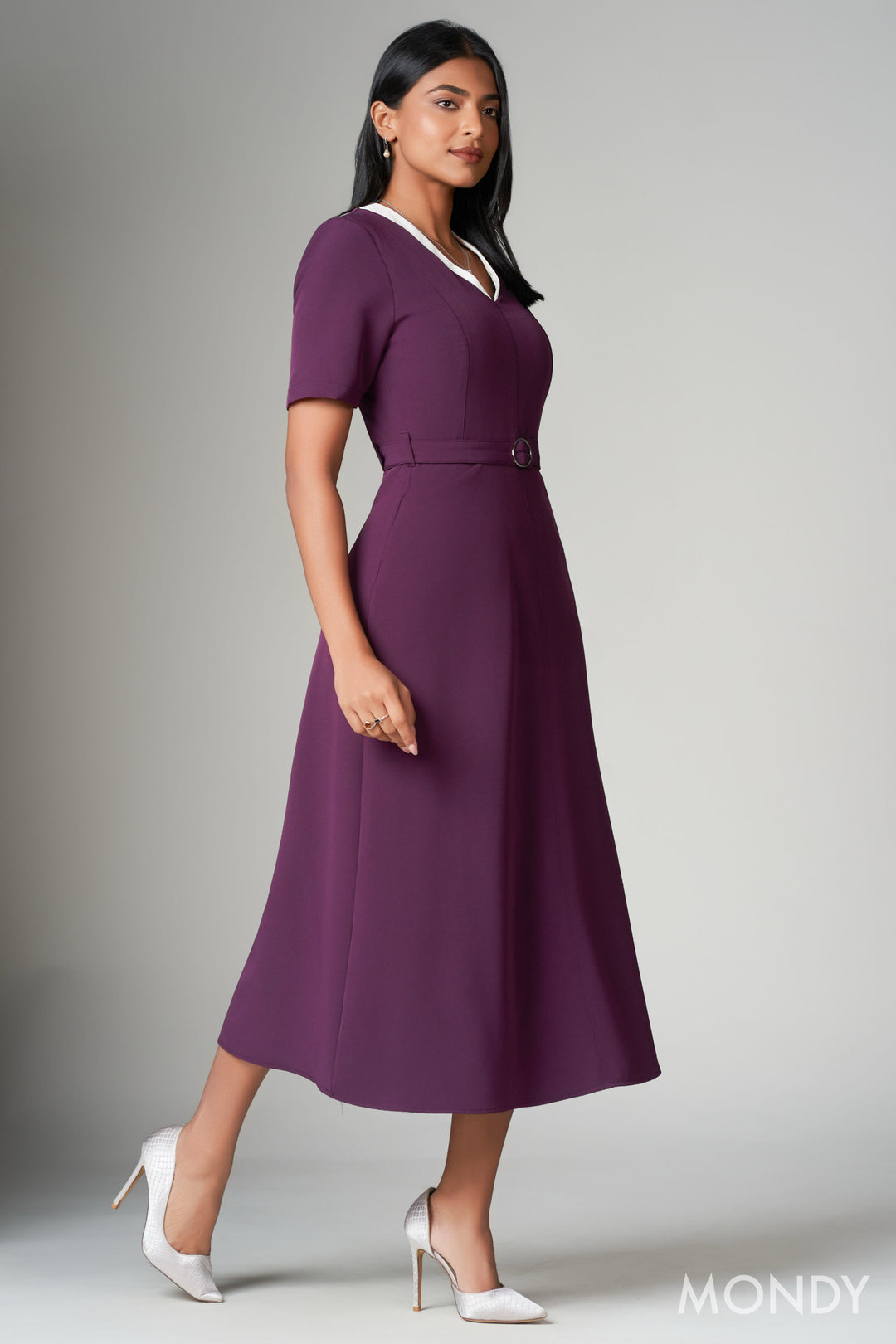 Belted Contrast Dress