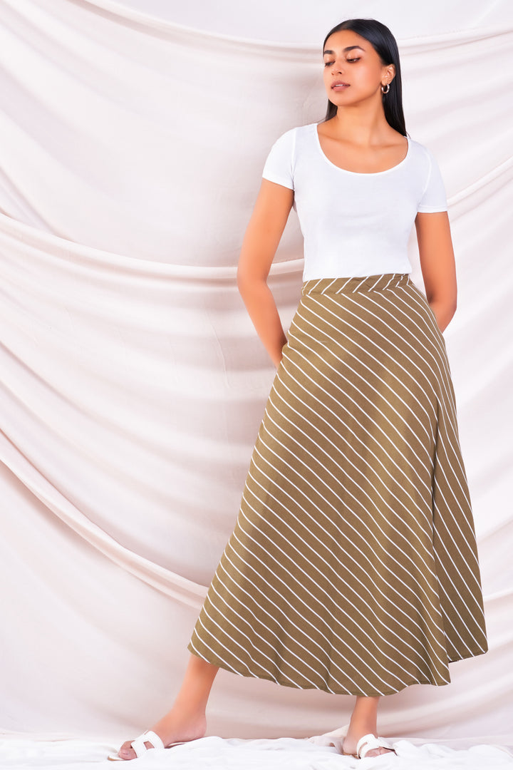 Stripe Linen Maxi Skirt
