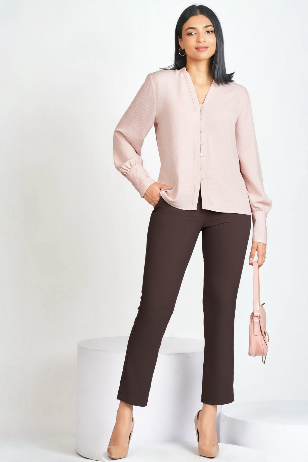 Pink Button Up Top