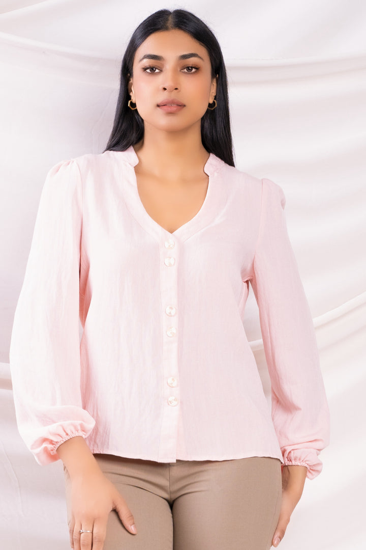 Button Up Puff Sleeve Top