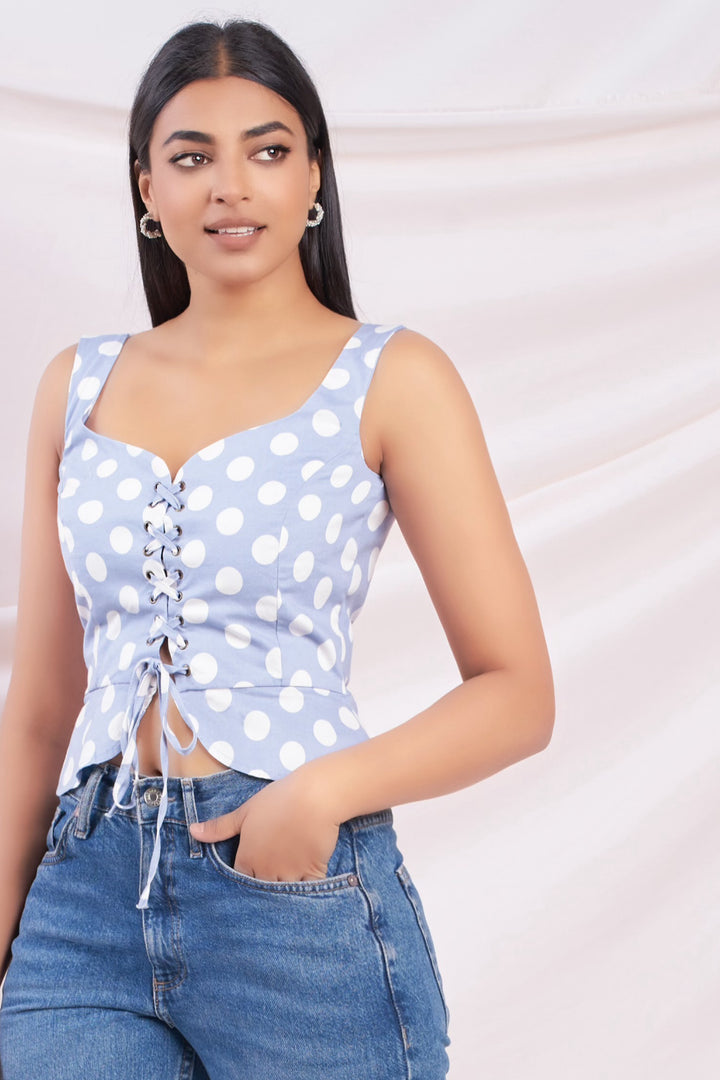 Polka Dot Tie Up Top