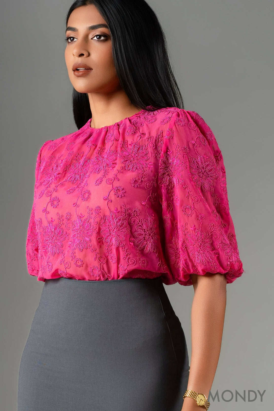 Puff Sleeve Textured Top