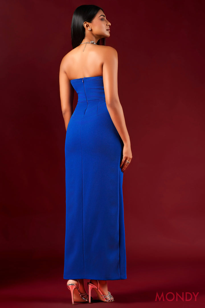 Strapless Blue Maxi Dress
