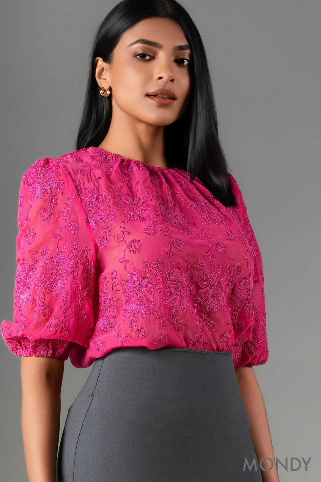 Puff Sleeve Textured Top