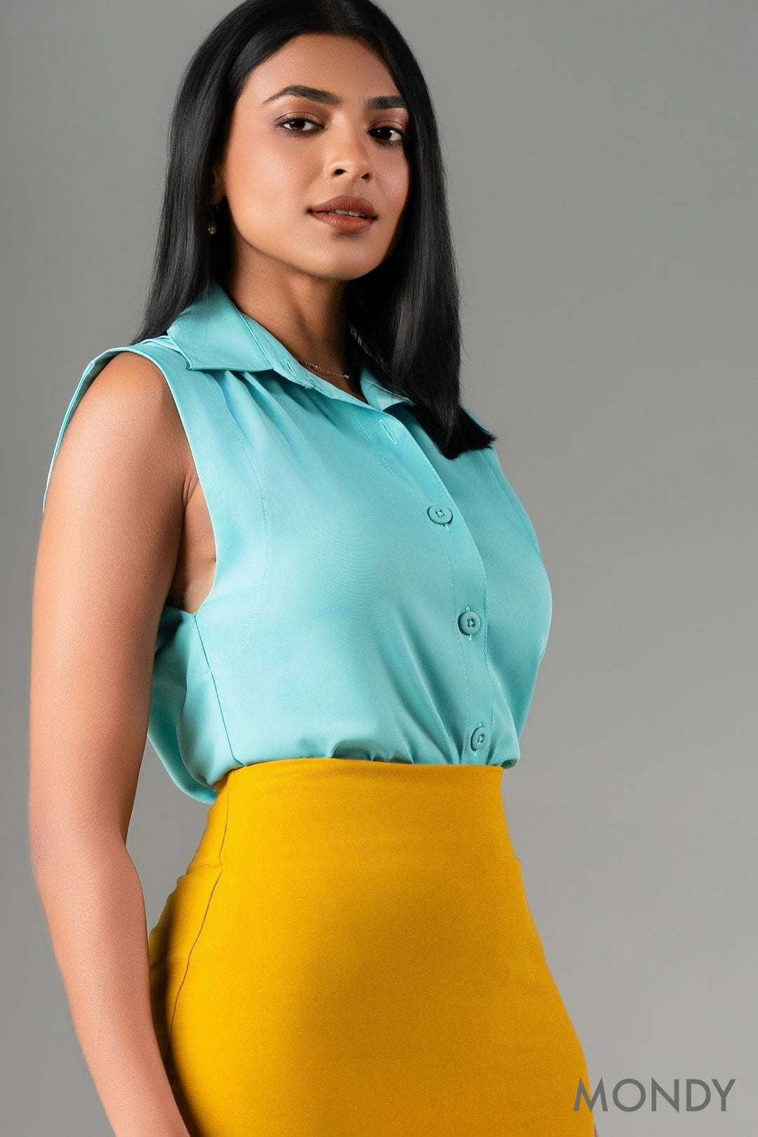 Sleeveless Button Up Top