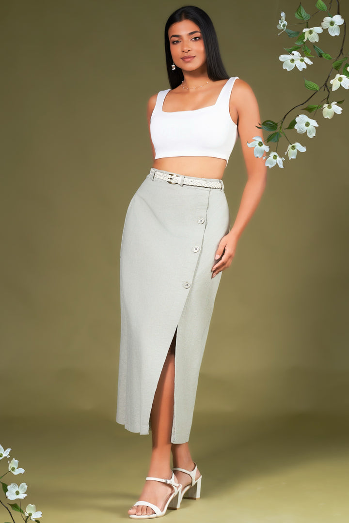 Grey Button Up Skirt